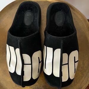 UGG size 8 black microsuede soled slippers